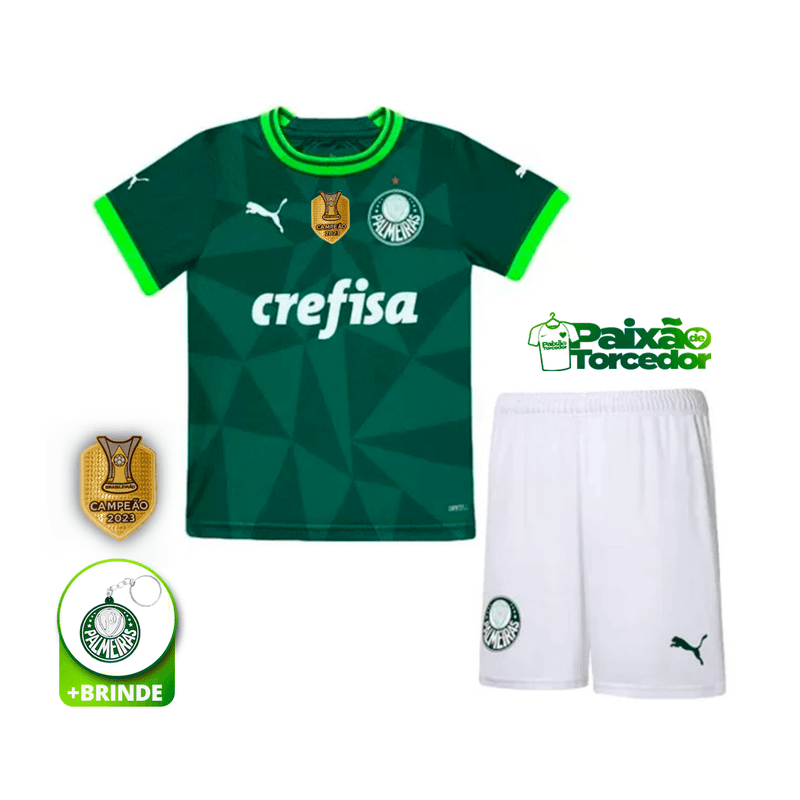 Kit Infantil Palmeiras I 2023-24  - Torcedor Puma - Patch Campeão Brasileiro 2023