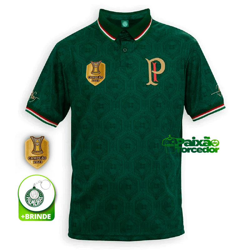 Camisa Polo Palmeiras Abel  2023/24 - Patch Campeão Brasileiro 2023 - Torcedor Puma Masculino