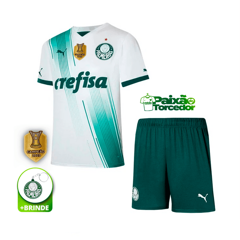 Kit Infantil Palmeiras Reserva II 2023-24 - Torcedor Puma - Patch Campeão Brasileiro 2023