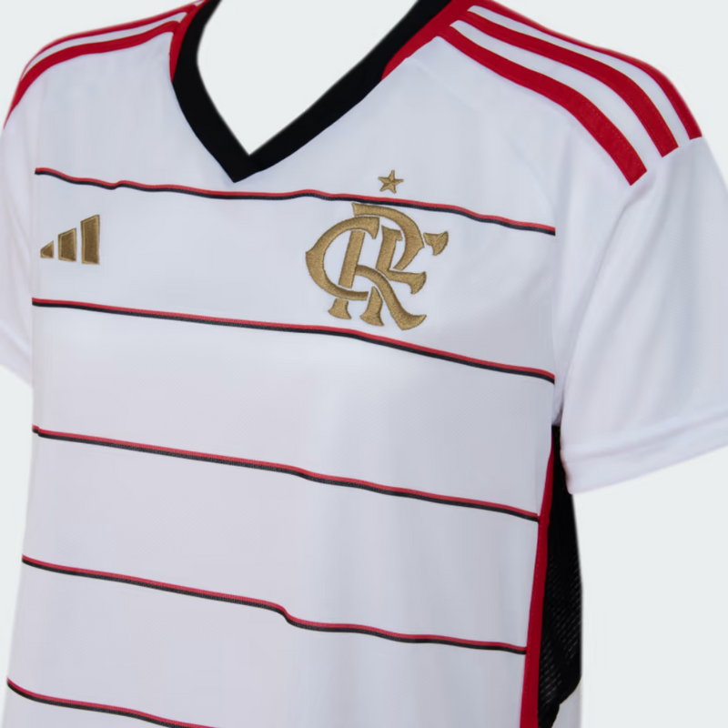 Camisa Flamengo II Reserva 23/24 - Adidas Torcedor Feminina - Branca com dourado