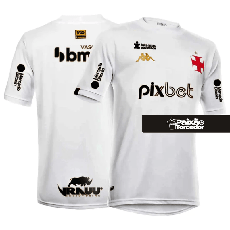 Camisa Vasco da Gama Goleiro c/ Patrocínios lll 2023/24 Branca - Kappa Torcedor