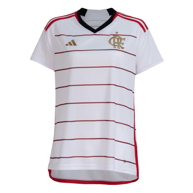 Camisa Flamengo II Reserva 23/24 - Adidas Torcedor Feminina - Branca com dourado