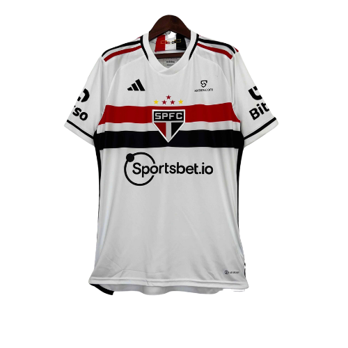Camisa São Paulo Home 23/24 - Adidas Torcedor Masculina Todos os patrocínios - Branca - Paixao de Torcedores