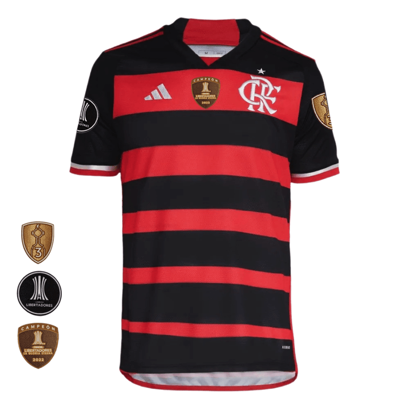 Kit 3 Camisas Flamengo 2024/25 Torcedor Masculina Titular, Reserva, Terceiro Uniforme + Brinde