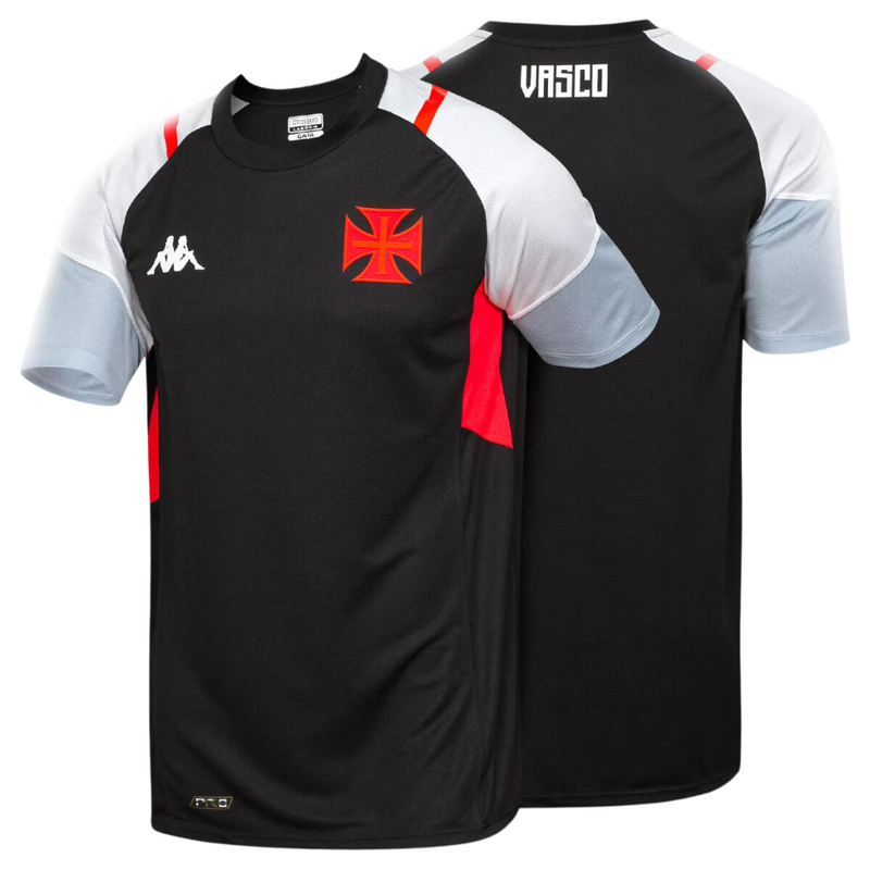 Camisa Vasco da Gama Treino 23/24 - Kappa Torcedor Masculina - Preto - Paixao de Torcedores