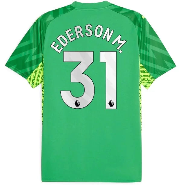 Camisa Manchester City Goleiro Verde 23/24 - Personalizada EDERSON M. N° 31 - Puma Torcedor Masculina - Paixao de Torcedores