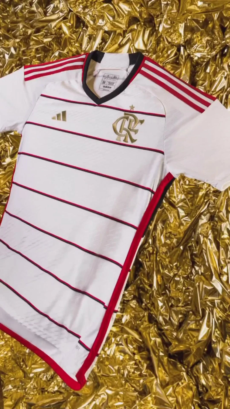 Camisa Flamengo II Reserva 23/24 - Adidas Torcedor Masculina - Branca com dourado - Paixao de Torcedores