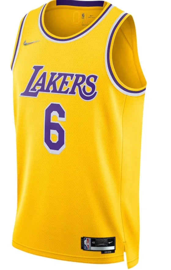 Regata Los Angeles Lakers LeBron James 21/22 Nº6 - Torcedor - Masculina - Amarelo e Roxo - Paixao de Torcedores