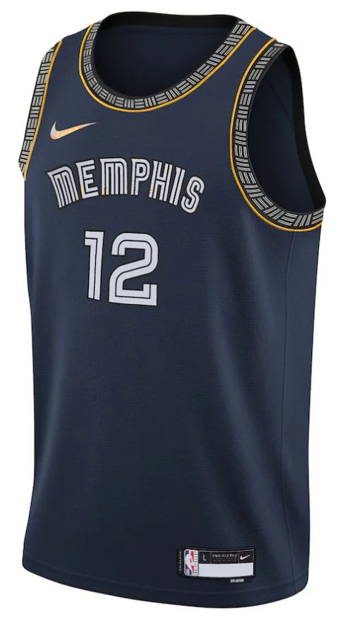 Regata Memphis Grizzlies Ja Morant City Edition 21/22 Nº12 - Torcedor Masculina - Azul escuro - Paixao de Torcedores