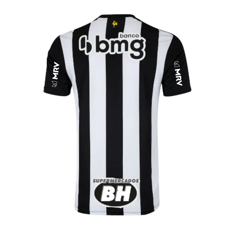 Camisa Atlético Mineiro Home 22/23 Com Patrocinio - Masculina - Torcedor - Preta e Branca - Frete Grátis - Paixao de Torcedores