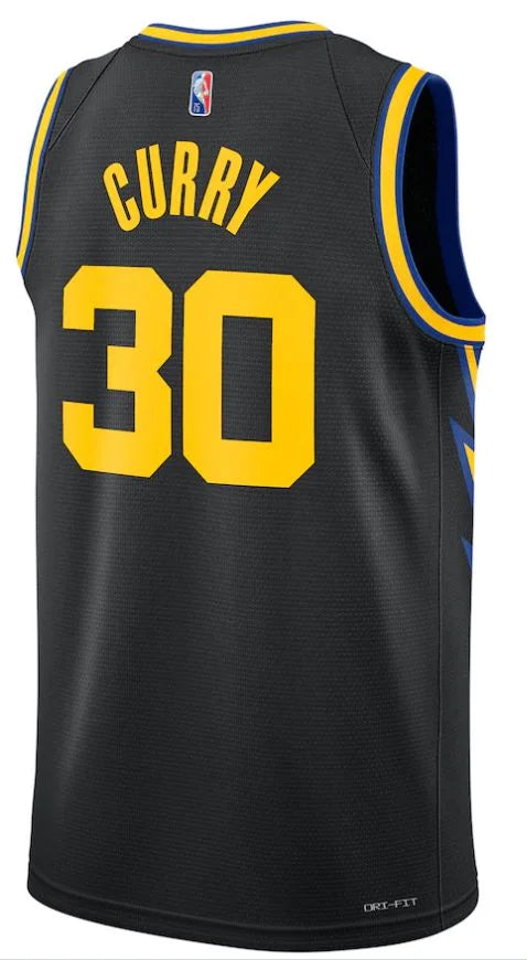 Regata Golden State Warriors - Stephen Curry - City Edition 2122 Nº30 - Torcedor Masculina -Preto , Azul e Amarelo - Paixao de Torcedores