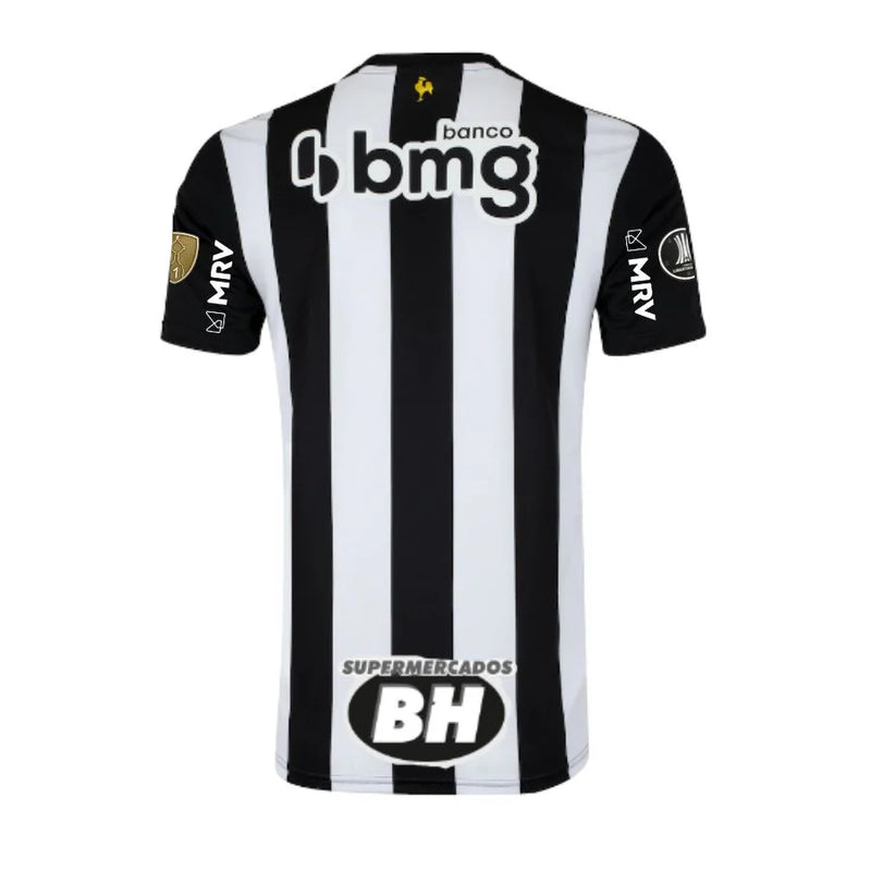 CamisaAtlético Mineiro Home 22/23 Libertadores 2022 Com Todos Patchs - Torcedor - Masculino - Preto e Branco - Paixao de Torcedores