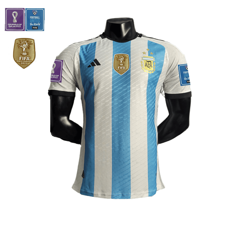 Camisa Argentina Copa do Mundo I 22/23 - Adidas Versão Jogador Masculina - Wc2022 - Patchs - Paixao de Torcedores