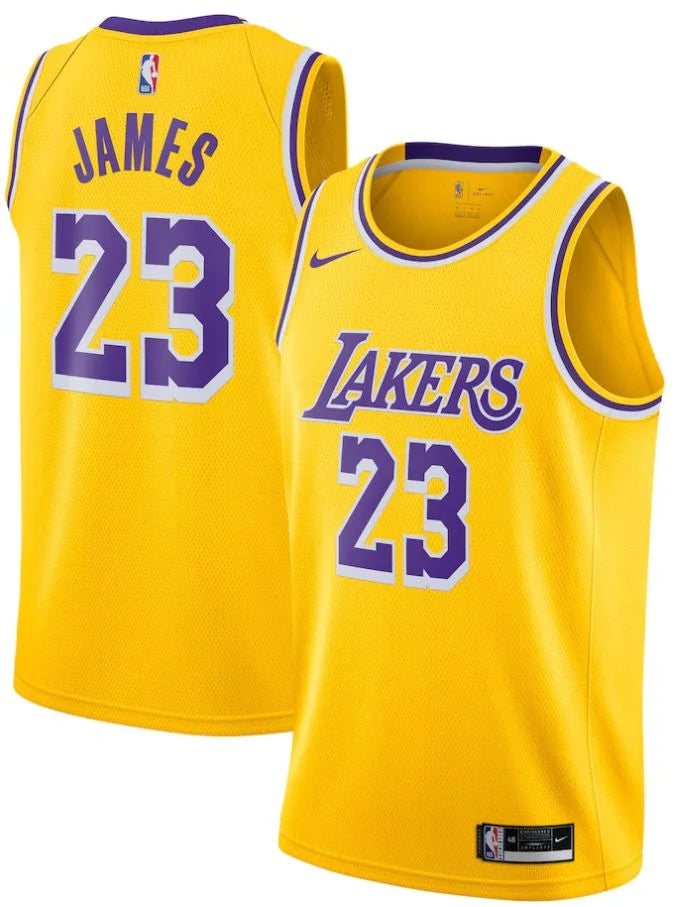 Regata Los Angeles Lakers LeBron James Nº23 - Torcedor - Masculina - Amarelo e Roxo - Paixao de Torcedores