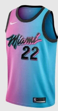 Regata Miami Heat 20/21 Personalizada - Torcedor Masculina - Rosa e Azul - Paixao de Torcedores