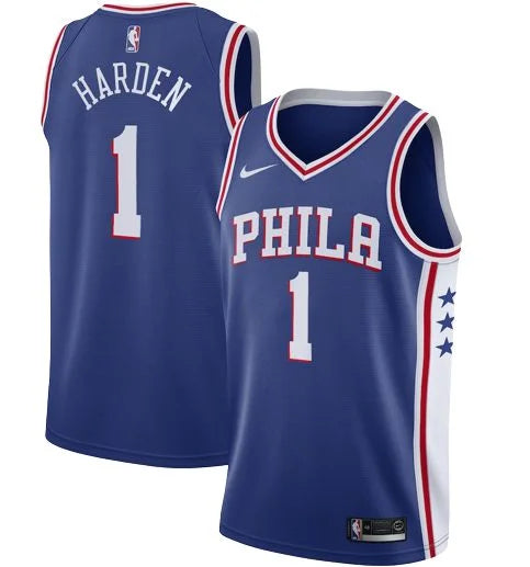 Regata Philadelphia 76ers James Harden Nº1- Torcedor Masculino - Azul e Branca - Frete Grátis - Paixao de Torcedores