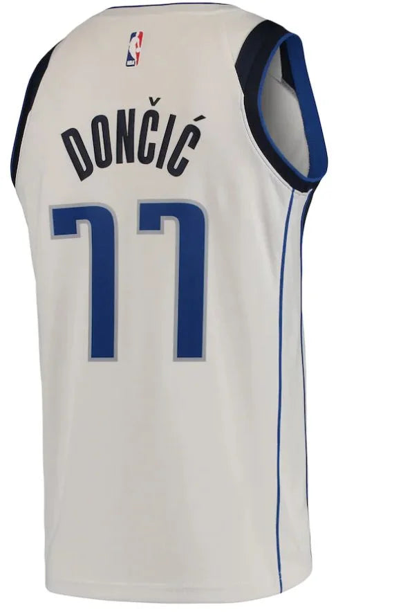 Regata Dallas Mavericks Luka Doncic Nº77 - Torcedor Masculino - Branco e Azul - Paixao de Torcedores