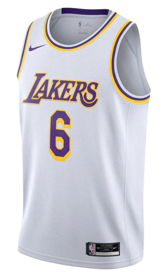 Regata Los Angeles Lakers LeBron James 21/22 Nº6 - Torcedor - Masculina - Branco, Roxo e Amarelo - Paixao de Torcedores