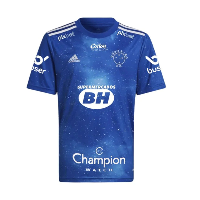 Camisa Cruzeiro Home 22/23 Personalizada com Patrocinio - Torcedor - Masculina - Azul - Paixao de Torcedores