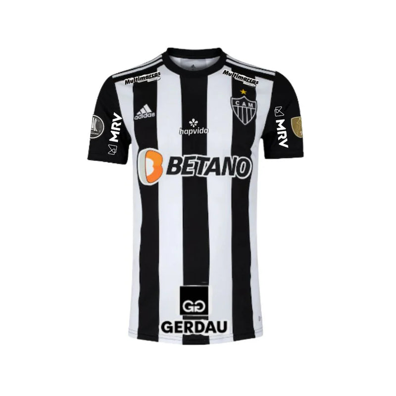 CamisaAtlético Mineiro Home 22/23 Libertadores 2022 Com Todos Patchs - Torcedor - Masculino - Preto e Branco - Paixao de Torcedores